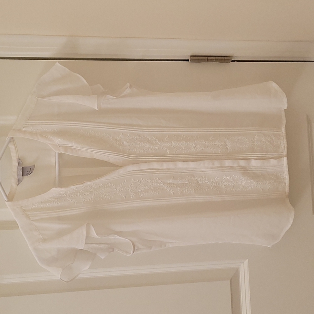 H&M White Button-front Blouse 8